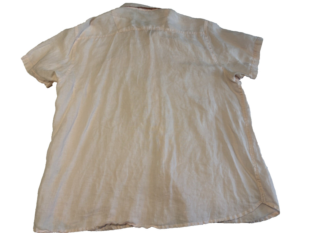 Bruno Pure Linen Shirt Mens XL Light Pink Short‎ Sleeve Button Up - Picture 2 of 6